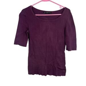 Peruvian connection scoop neck 3.4 sleeve 100% pima cotton purple top size small
